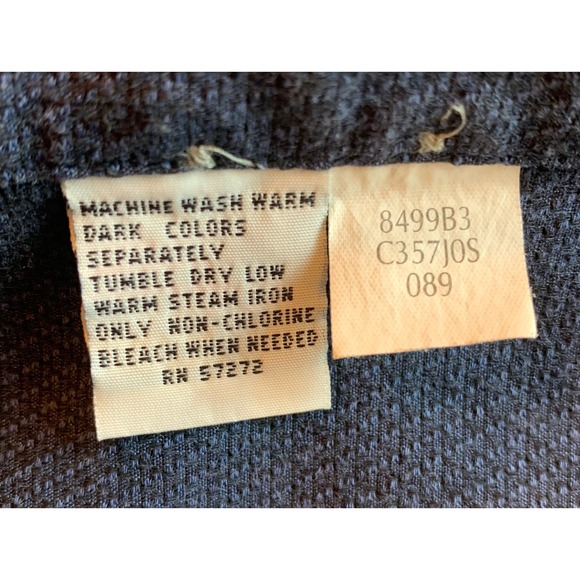 Perry Ellis Portfolio Mens Navy Blue Textured Cotton Button Down Shirt 17 34-35 - Picture 6 of 8